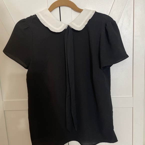 CeCe Tops - CeCe Black Blouse with White Collar